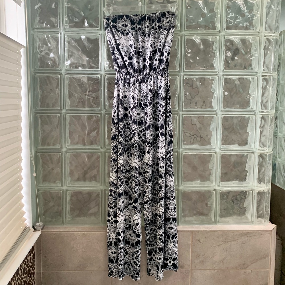 Espresso Wide Leg Black & Wide Strapless Jumpsuit